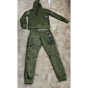 $97 2pc Set Aeropostale Men’s Sweatsuit Jogger And Pullover Hoodie Green Small
